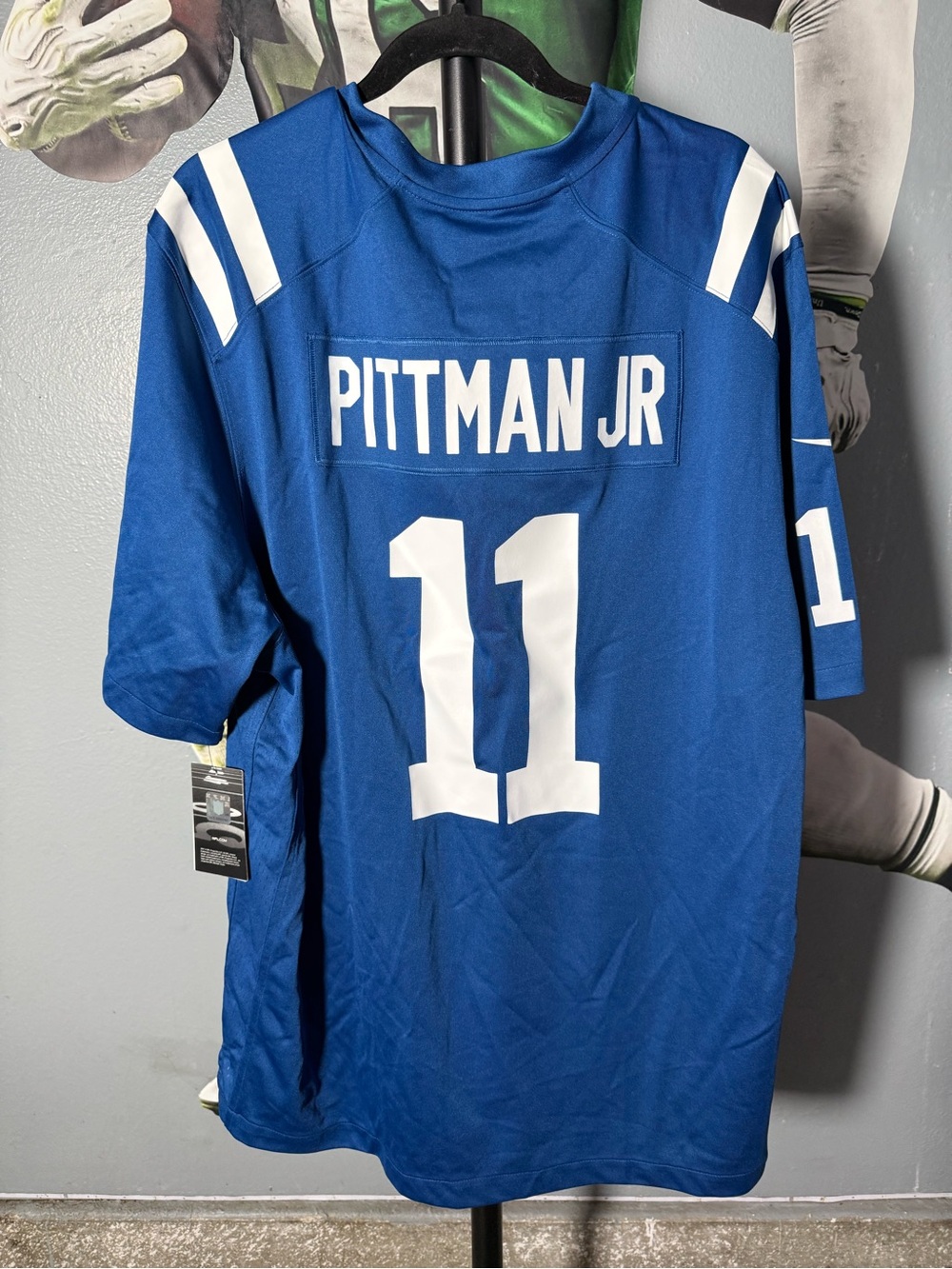 Nike Blue Pittman Jr #11 Men's Football Jersey with White Accents